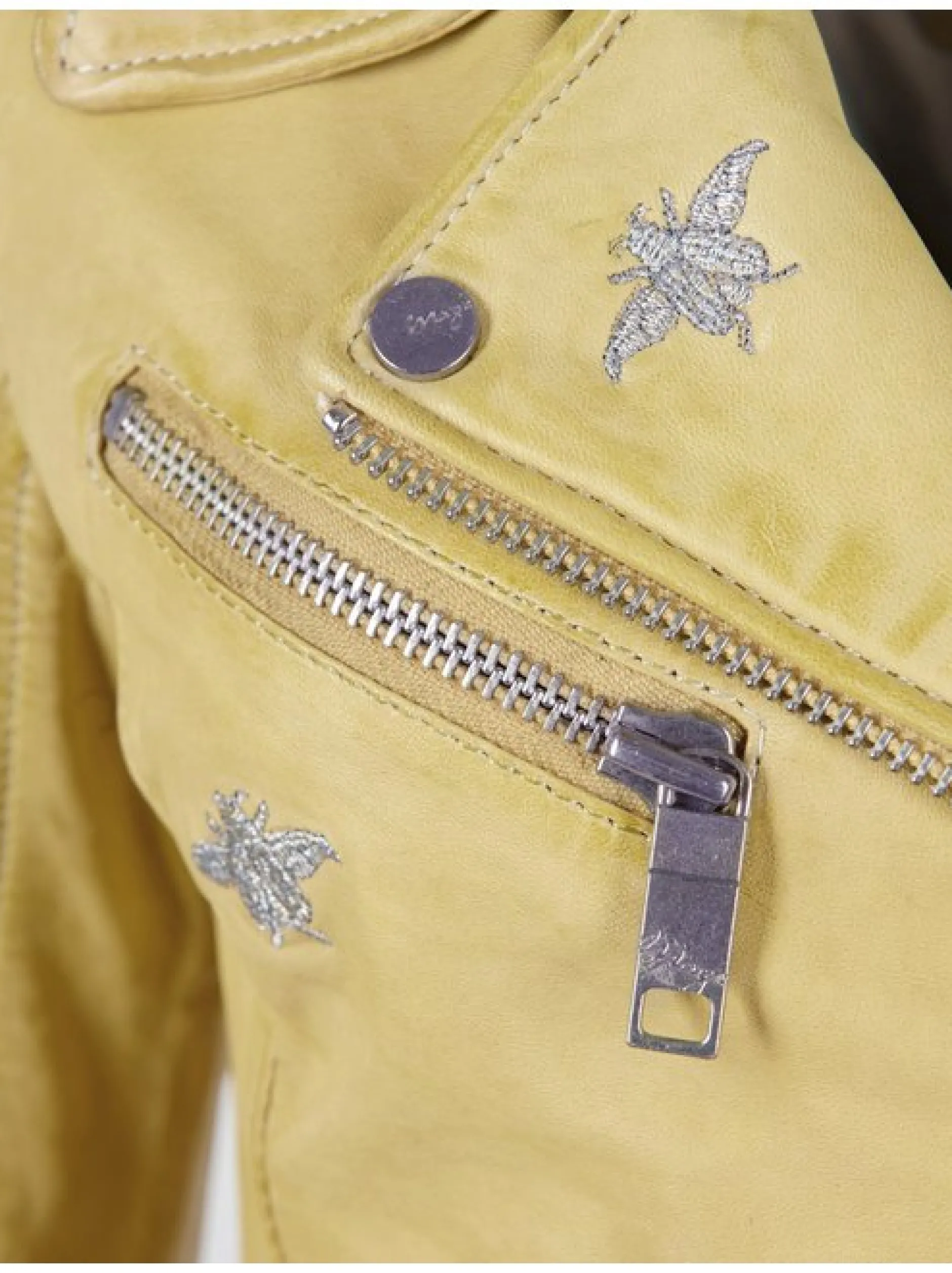 Maze Damen Lederjacke in gelb