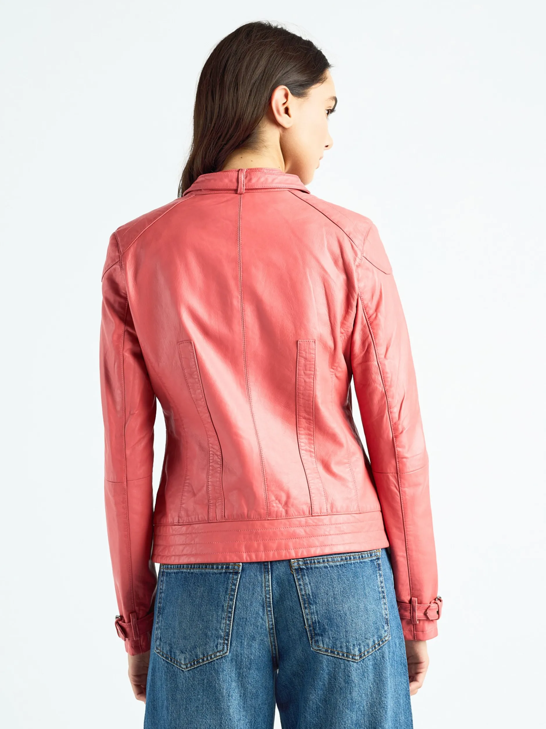 Maze Damen Lederjacke in koralle