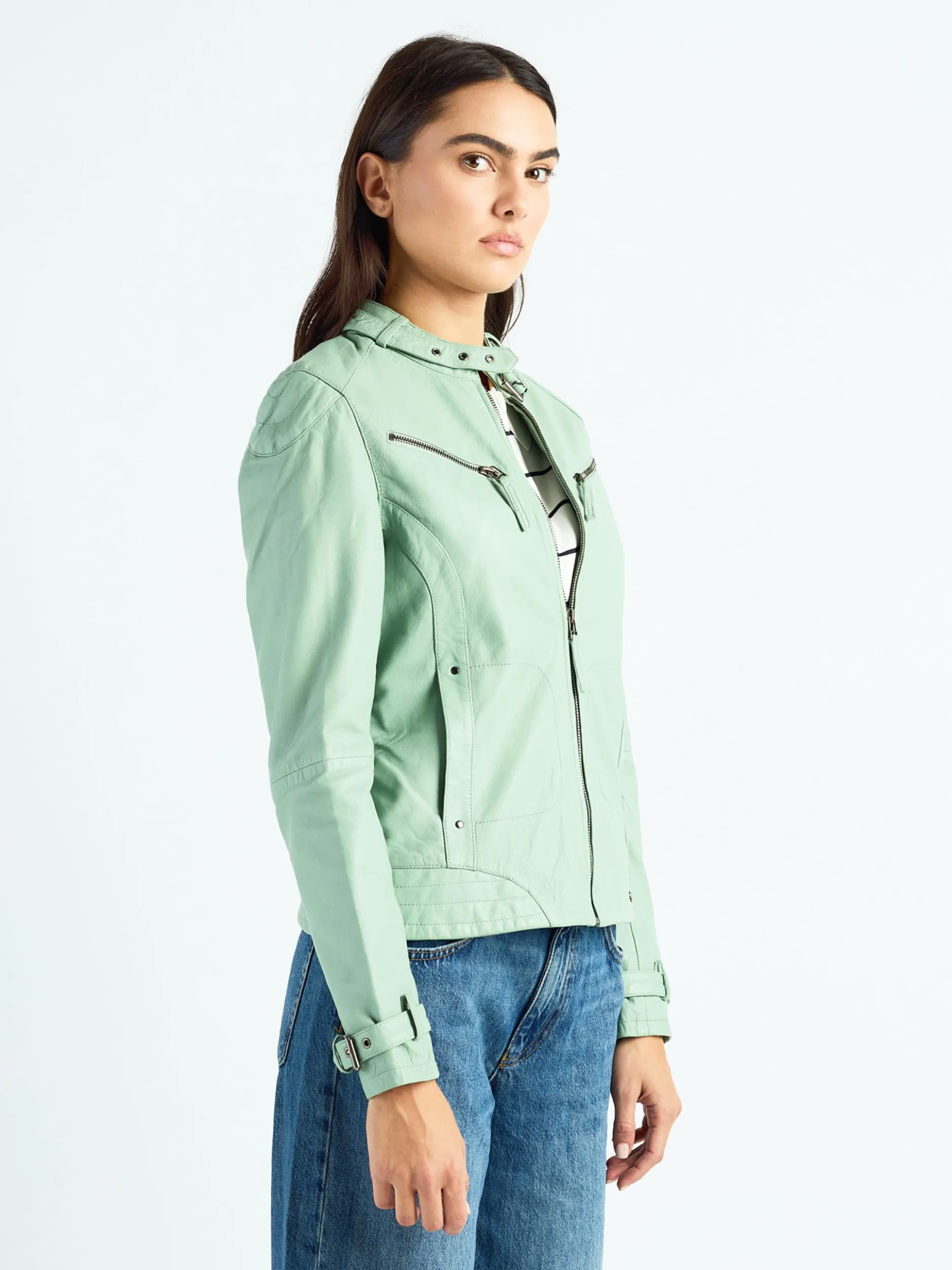 Maze Damen Lederjacke in mint