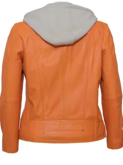 Maze Damen Lederjacke in orange