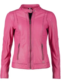 Maze Damen Lederjacke in pink