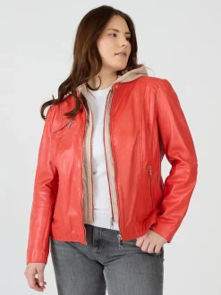 Maze Damen Lederjacke in rot