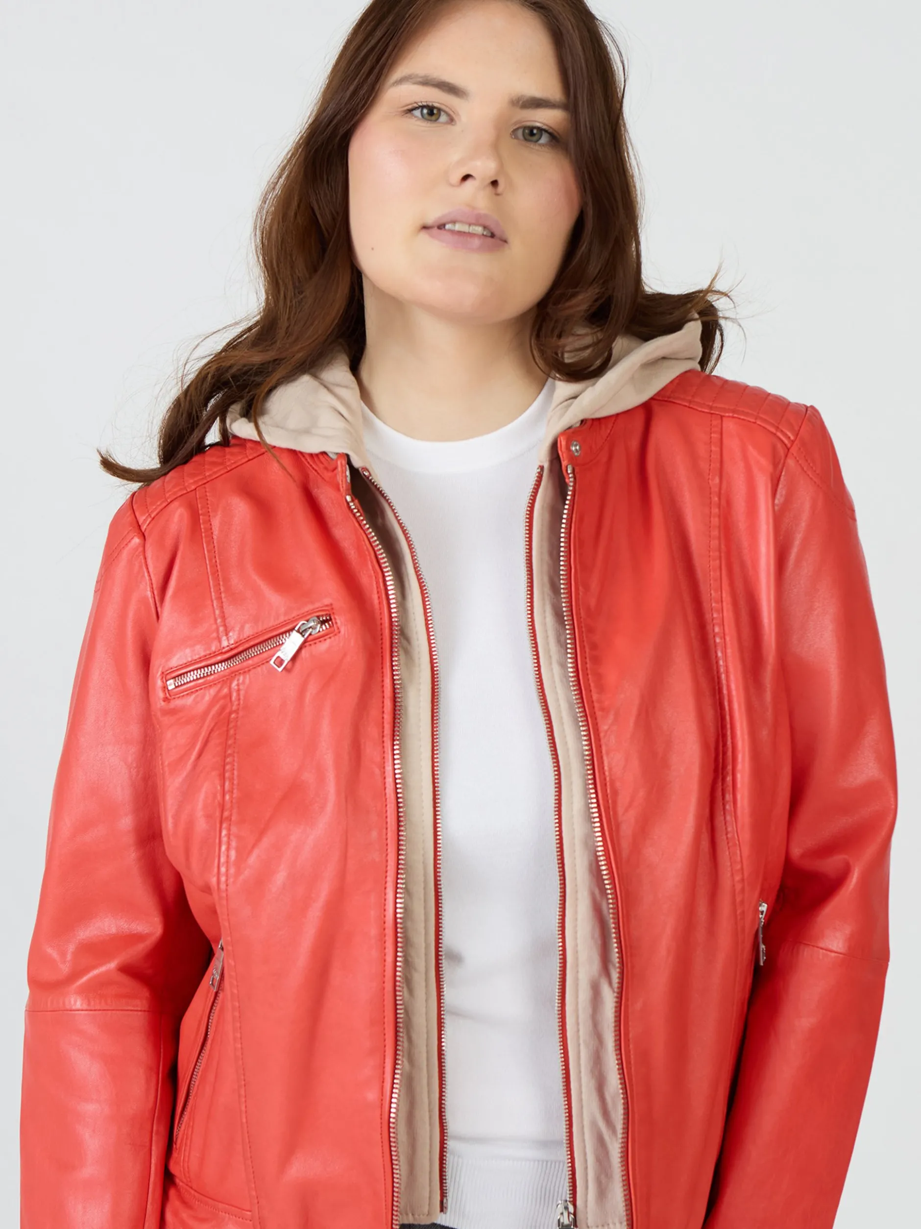 Maze Damen Lederjacke in rot