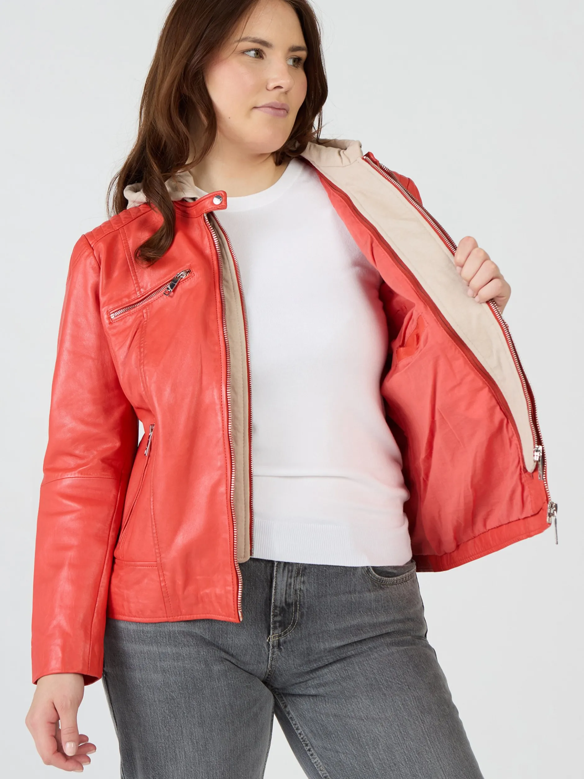 Maze Damen Lederjacke in rot