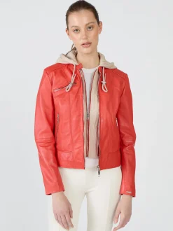 Maze Damen Lederjacke in rot