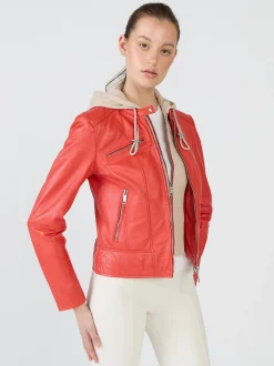 Maze Damen Lederjacke in rot