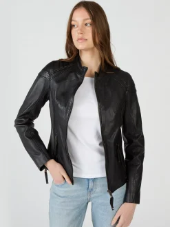 Maze Damen Lederjacke in schwarz