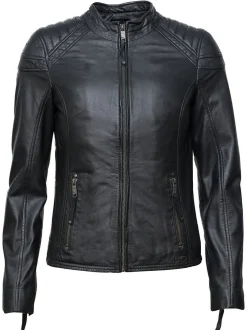 Maze Damen Lederjacke in schwarz