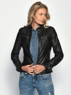 Maze Damen Lederjacke in schwarz