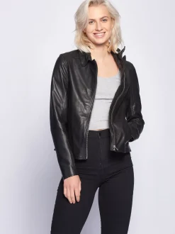 Maze Damen Lederjacke in schwarz