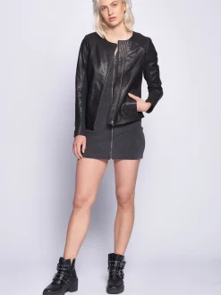 Maze Damen Lederjacke in schwarz