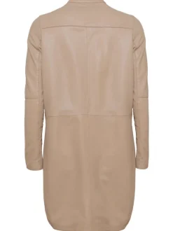 Maze Damen Ledermantel in beige