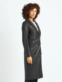 Maze Damen Ledermantel in schwarz