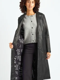 Maze Damen Ledermantel in schwarz