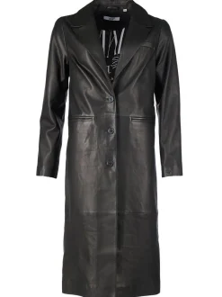 Maze Damen Ledermantel in schwarz