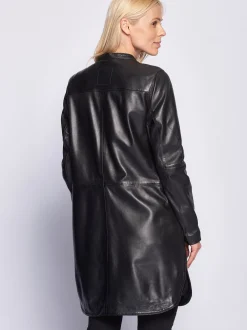 Maze Damen Ledermantel in schwarz