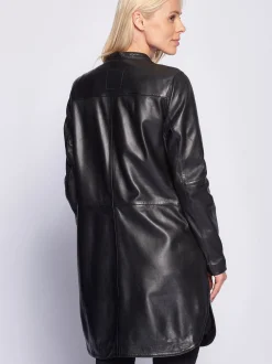 Maze Damen Ledermantel in schwarz