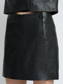 Maze Damen Lederskirt in schwarz
