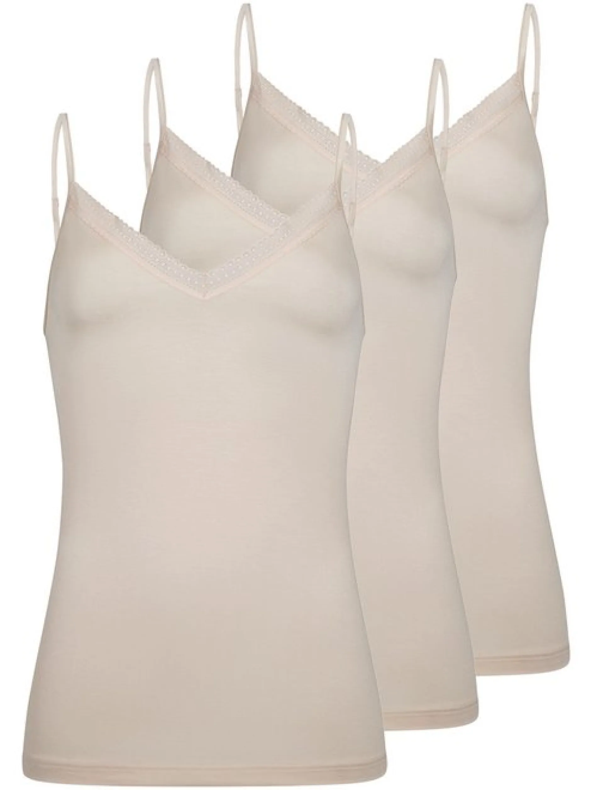 Mey Damen Spaghettitops im 3er-Pack in beige