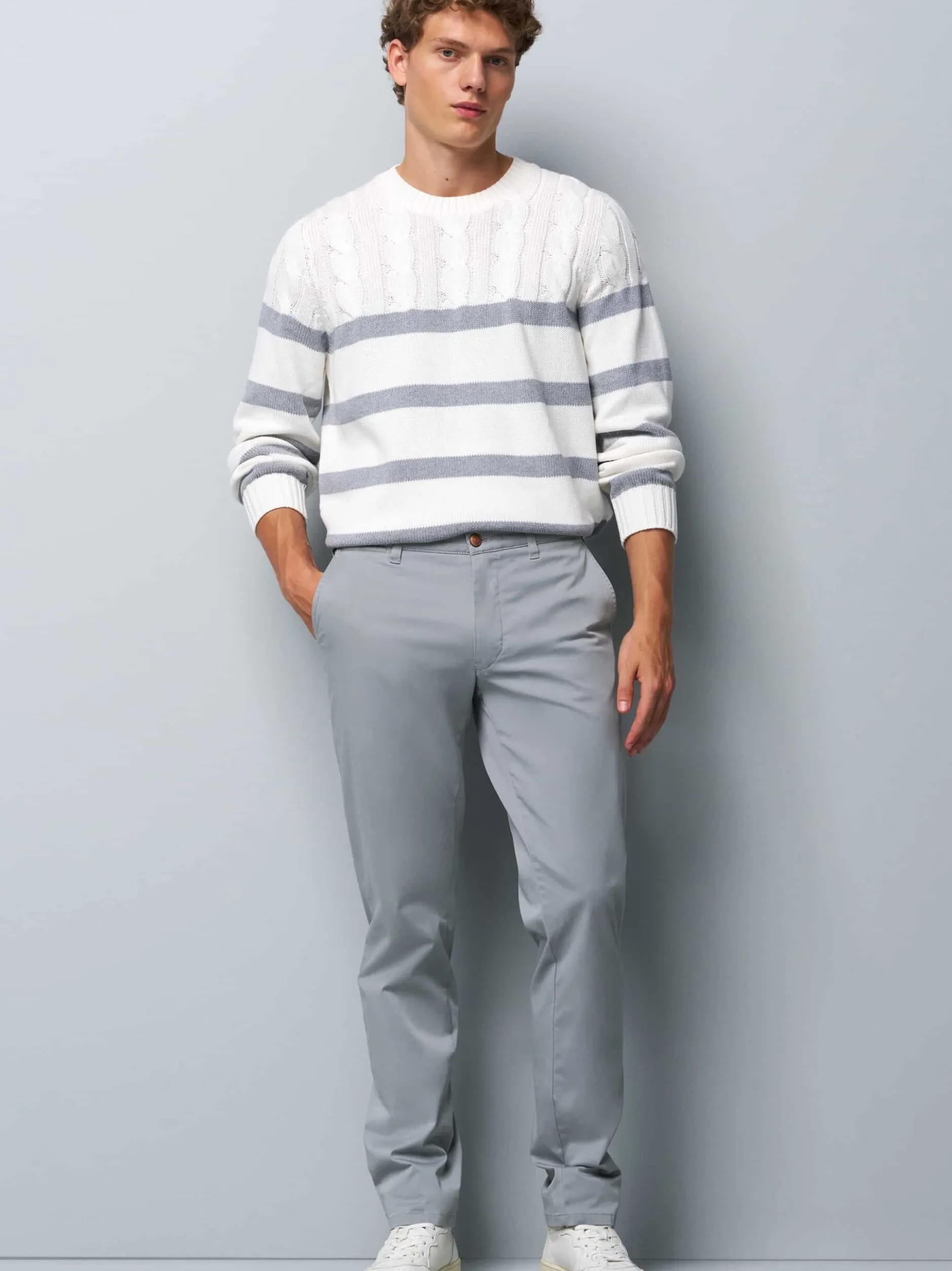 MEYER Herren Chino - M5 Chino in grau - Länge: lang