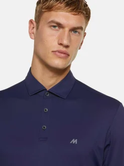 MEYER Herren Poloshirt - Bryson in blau - Ärmel: langarm