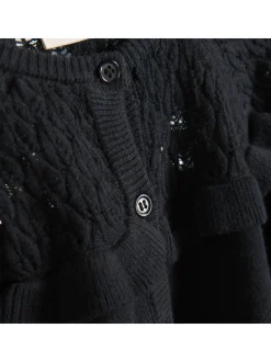 Minymo Mädchen Strickjacke - MICardigan in schwarz
