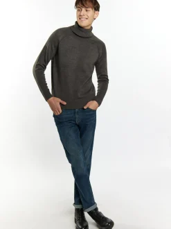 Mo Herren Rollkragenpullover in anthrazit