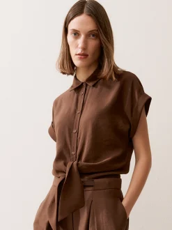 More & More Damen Bluse in schoko - Ärmel: extra kurz