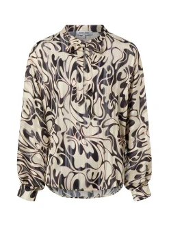 More & More Damen Schluppenbluse in beige schwarz
