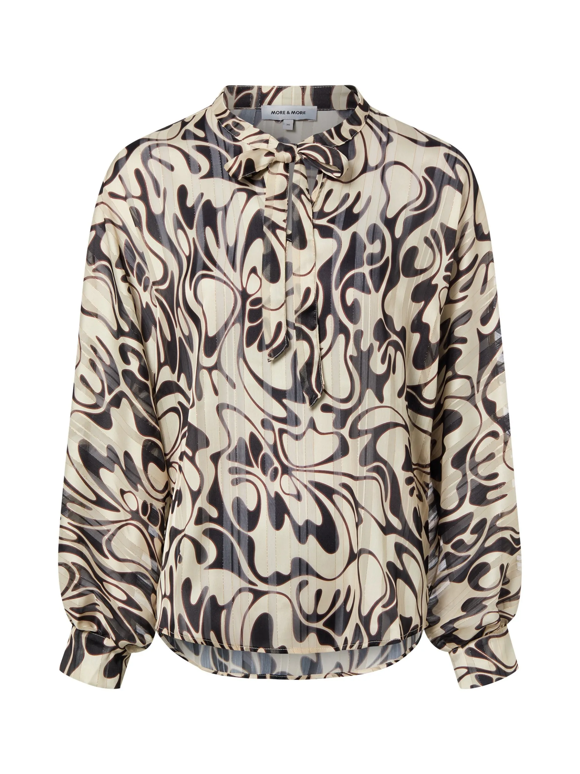 More & More Damen Schluppenbluse in beige schwarz