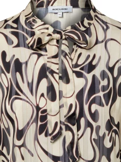 More & More Damen Schluppenbluse in beige schwarz