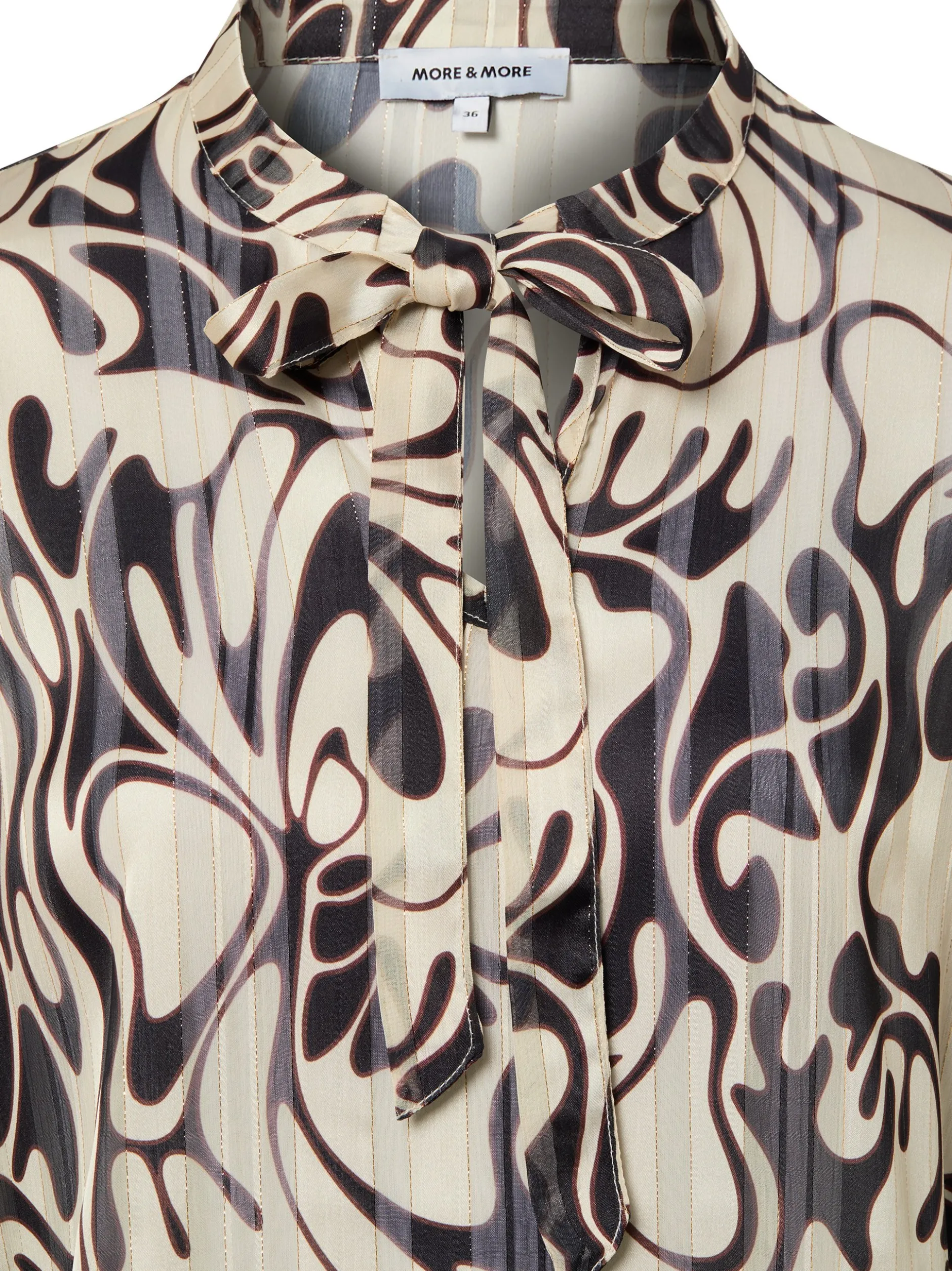 More & More Damen Schluppenbluse in beige schwarz