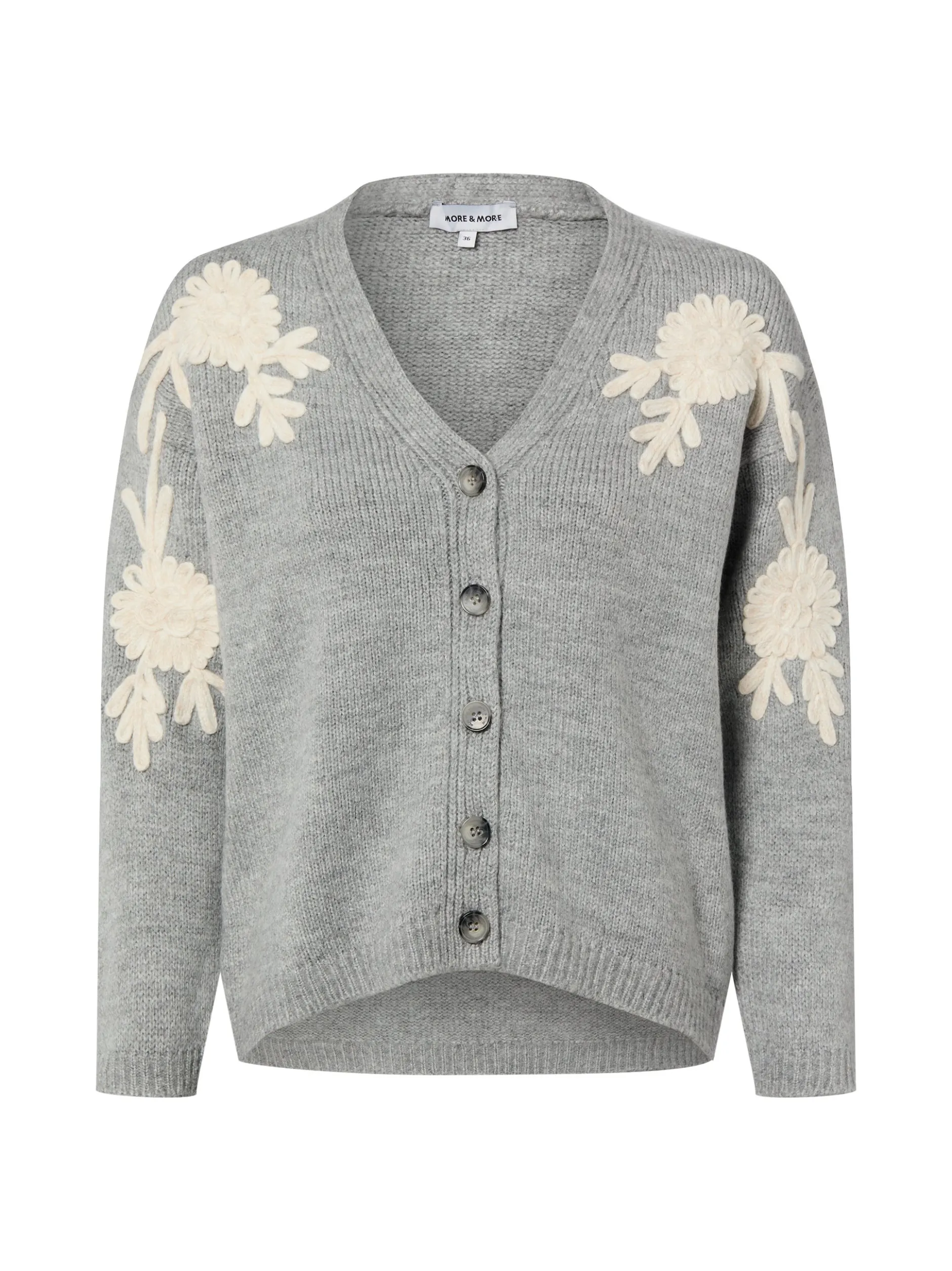 More & More Damen Strickjacke in grau - Ärmel: langarm