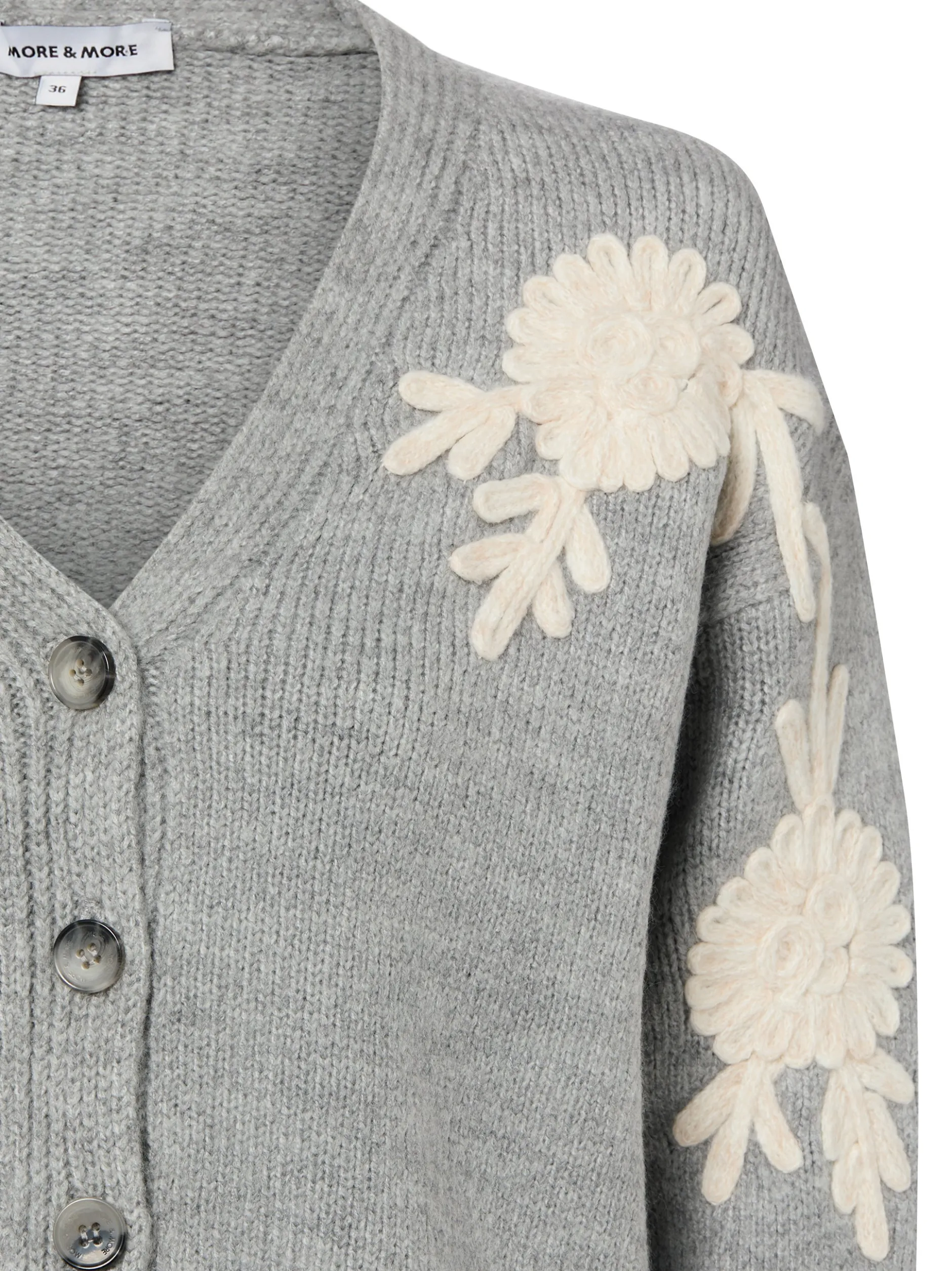 More & More Damen Strickjacke in grau - Ärmel: langarm