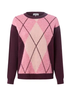 More & More Damen Strickpullover mit Woll-Anteil in aubergine altrosa