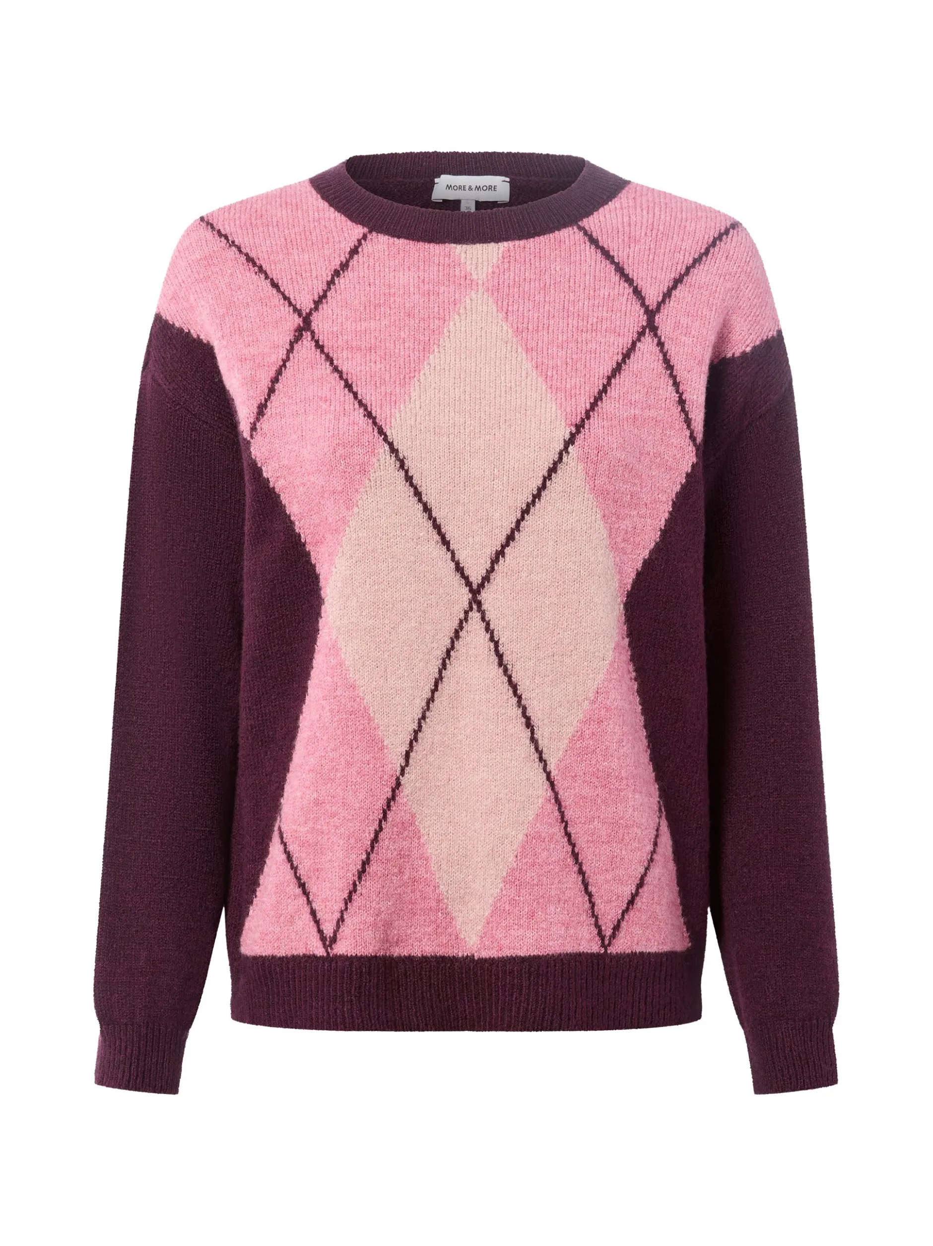 More & More Damen Strickpullover mit Woll-Anteil in aubergine altrosa