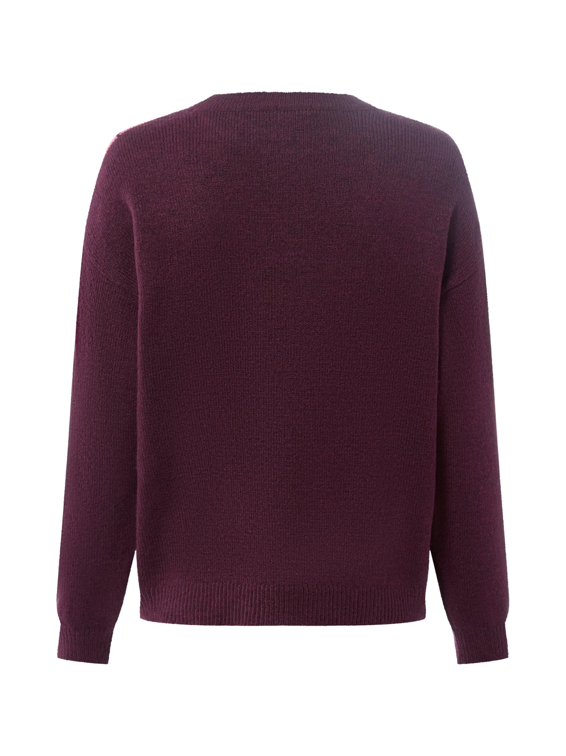 More & More Damen Strickpullover mit Woll-Anteil in aubergine altrosa