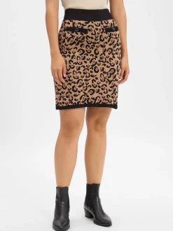 More & More Damen Strickrock in braun schwarz