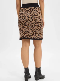 More & More Damen Strickrock in braun schwarz
