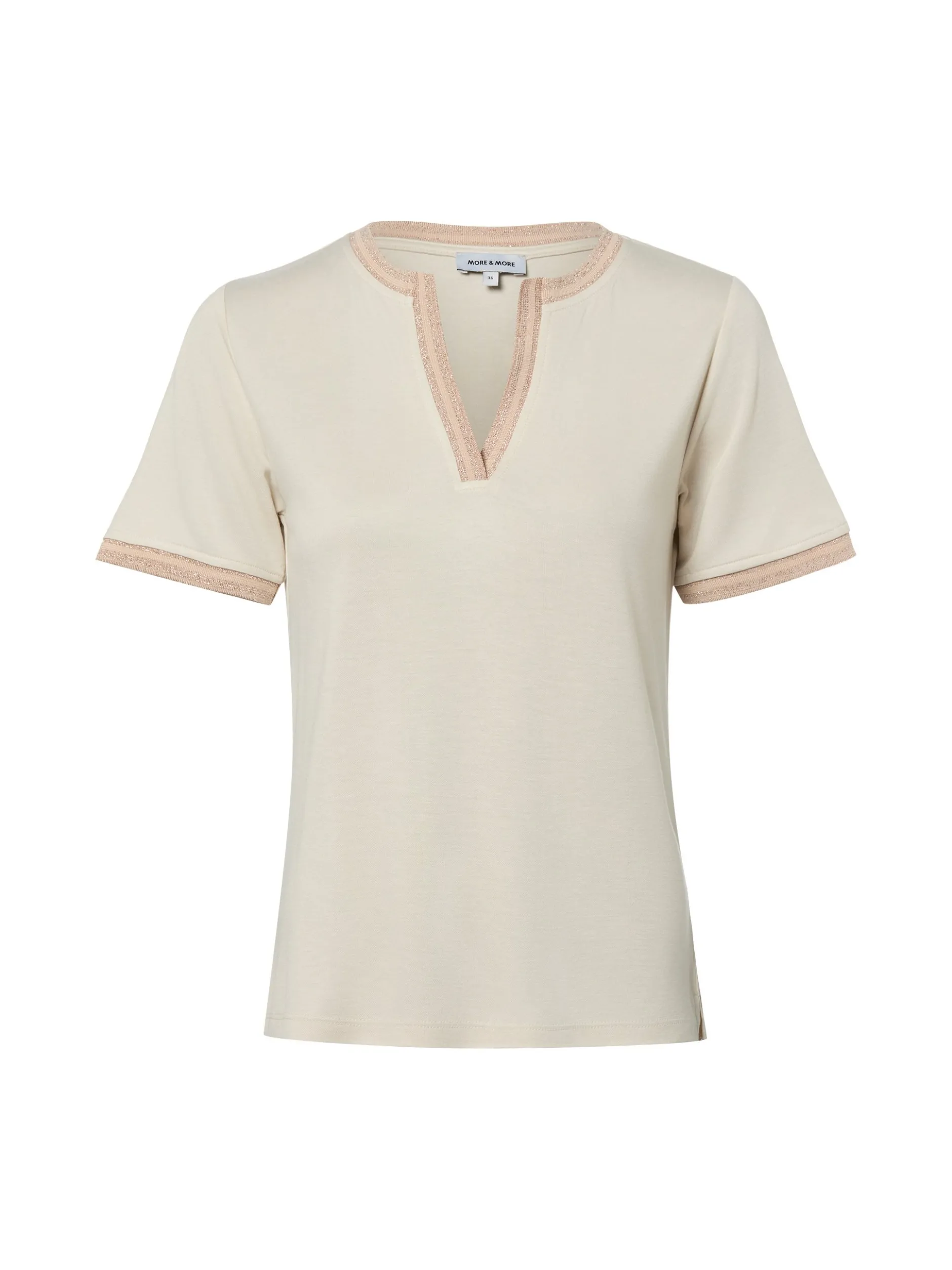 More & More Damen T-Shirt in beige - Ärmel: kurzarm