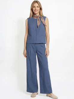 Msch Copenhagen Damen Bundfaltenhose - Frode in blau