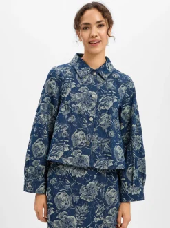 Msch Copenhagen Damen Jeansjacke - MSCHTita in indigo beige