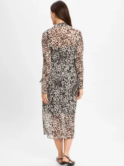 Msch Copenhagen Damen Kleid - MSCHDonette Illenora in beige schwarz