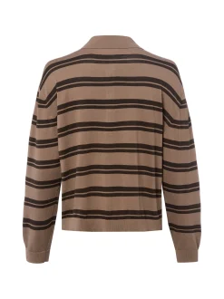 Msch Copenhagen Damen Polo-Langarmshirt - MSCHTerine in braun mocca