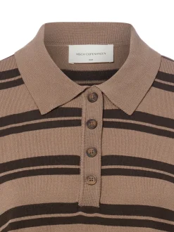 Msch Copenhagen Damen Polo-Langarmshirt - MSCHTerine in braun mocca