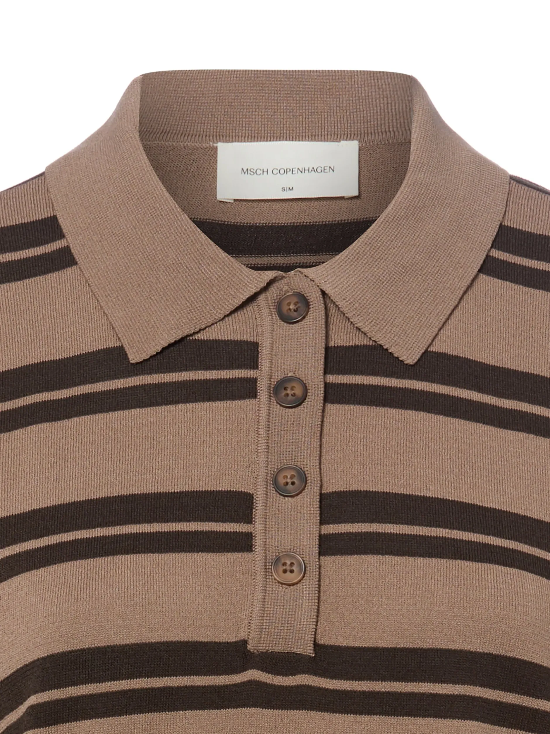 Msch Copenhagen Damen Polo-Langarmshirt - MSCHTerine in braun mocca