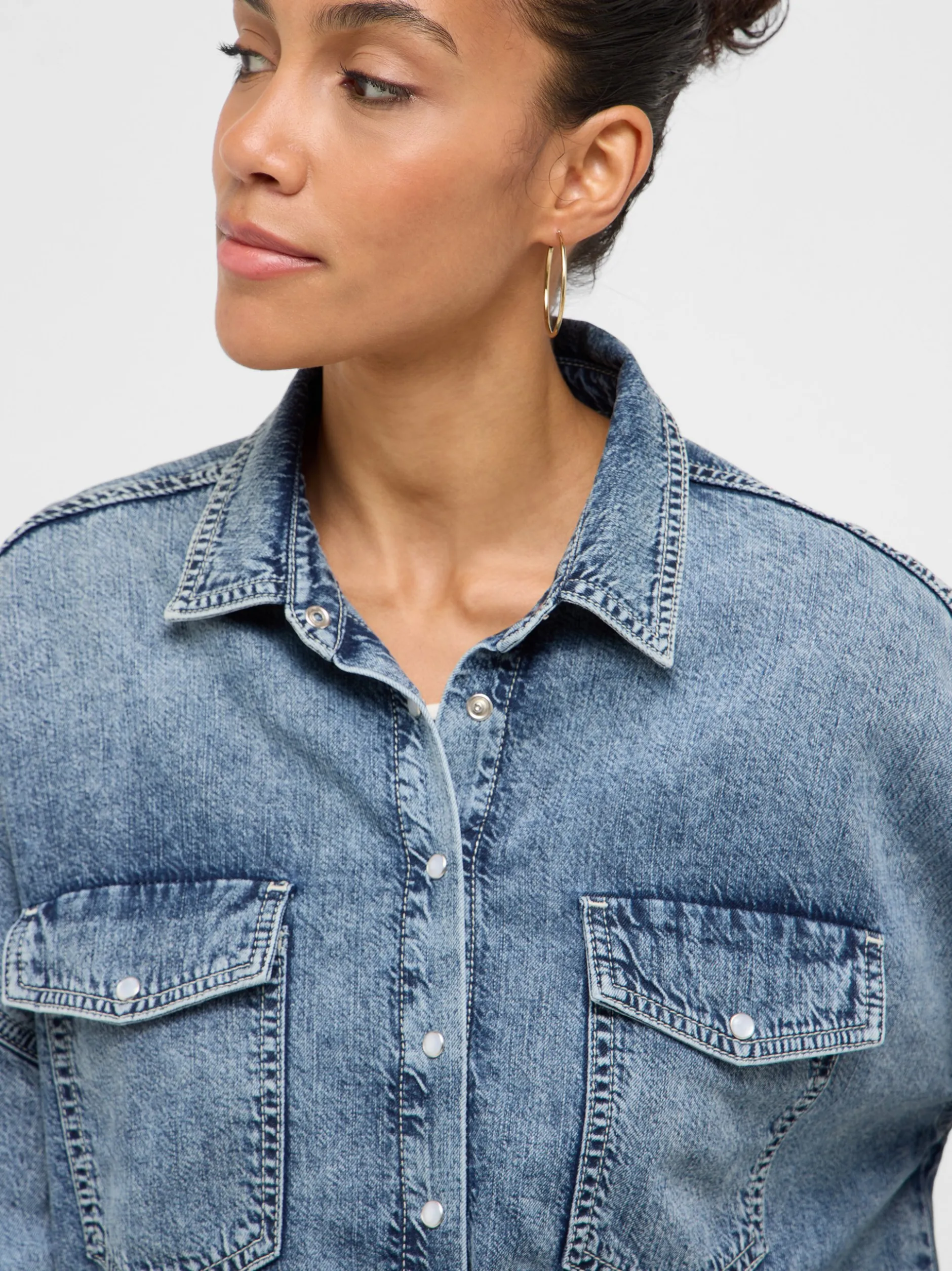 Mustang Damen Bluse in blue stone - Ärmel: langarm