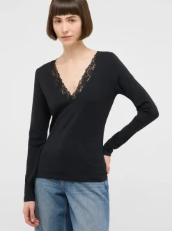 Mustang Damen Langarmshirt in schwarz - Ärmel: langarm