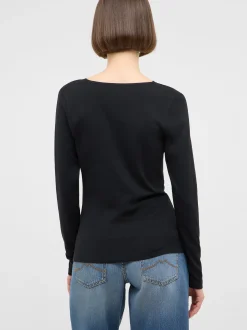 Mustang Damen Langarmshirt in schwarz - Ärmel: langarm
