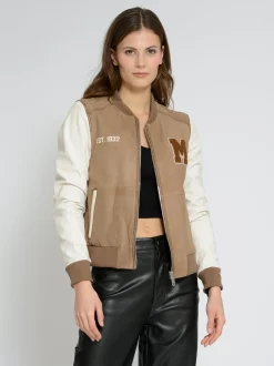 Mustang Damen Lederblouson in beige